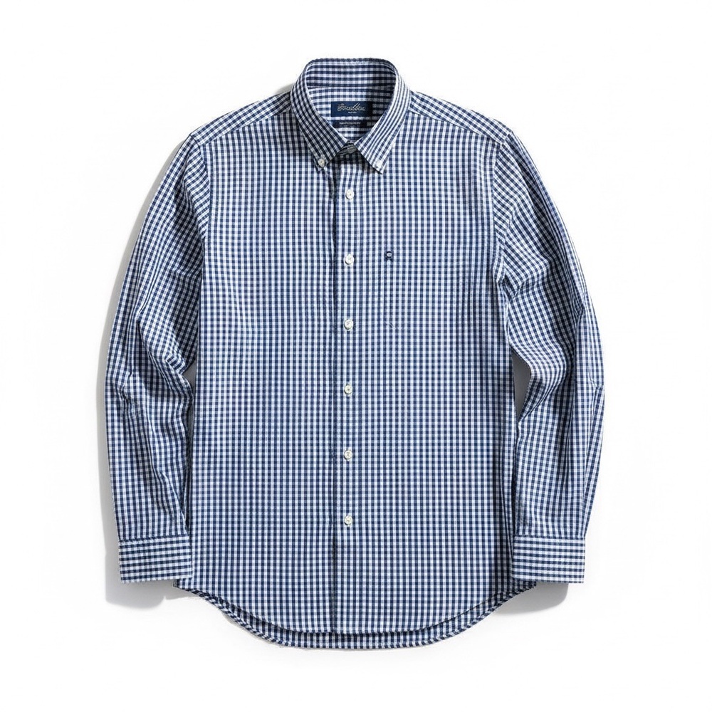 Brooks Brothers Men Long Sleeve Button Up Blue White Plaid Shirt